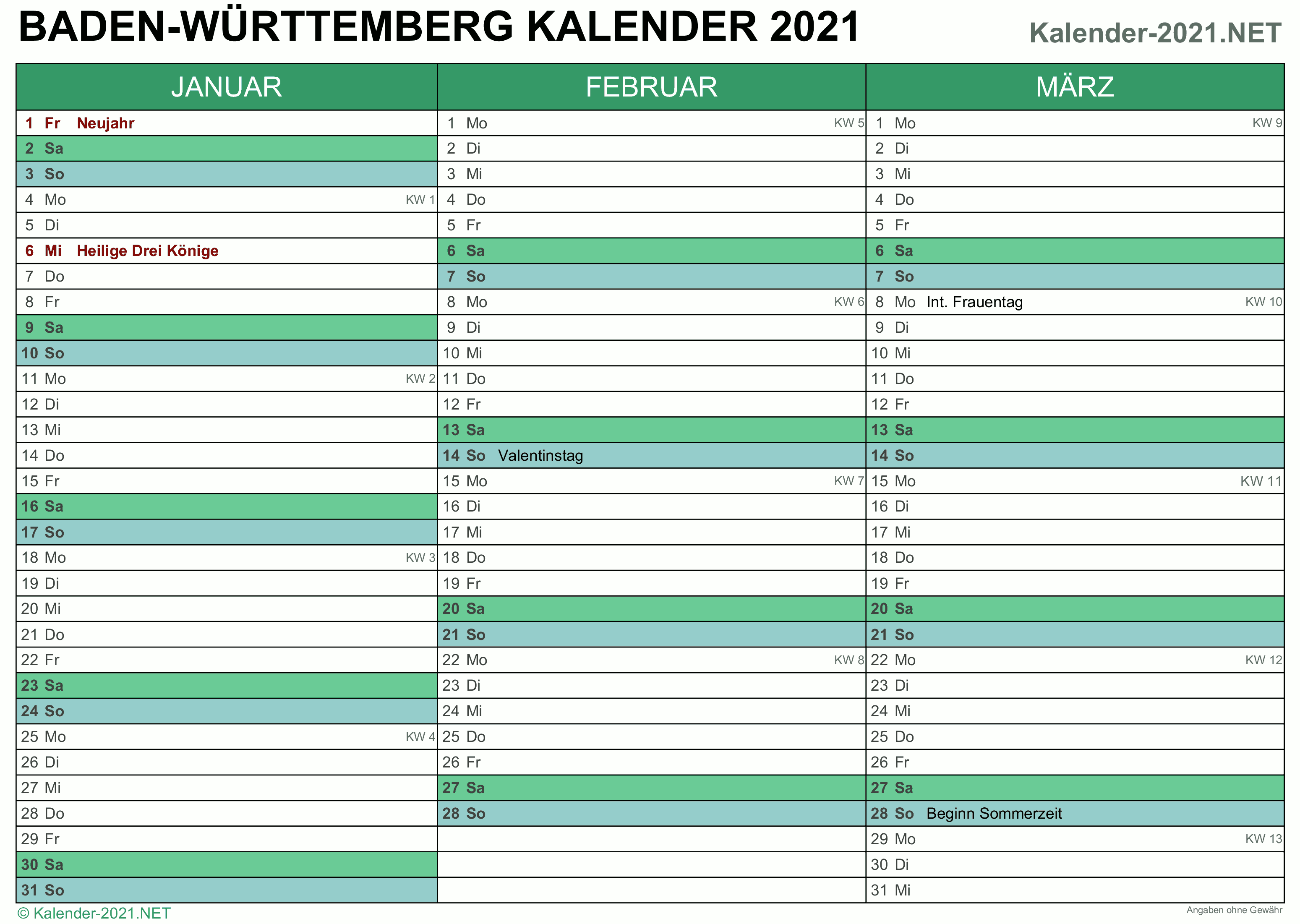 Feiertage 2021 Bw Kalender / Der Ferienkalender 2020 21 ...