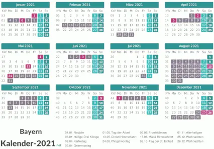 Ferien Bayern 2021 Ferienkalender Ubersicht
