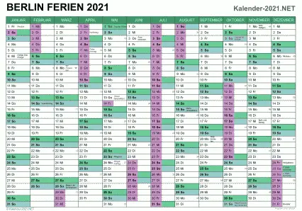 Kalender 2021 zum Ausdrucken zum Ausdrucken - mit FerienBerlin Vorschau