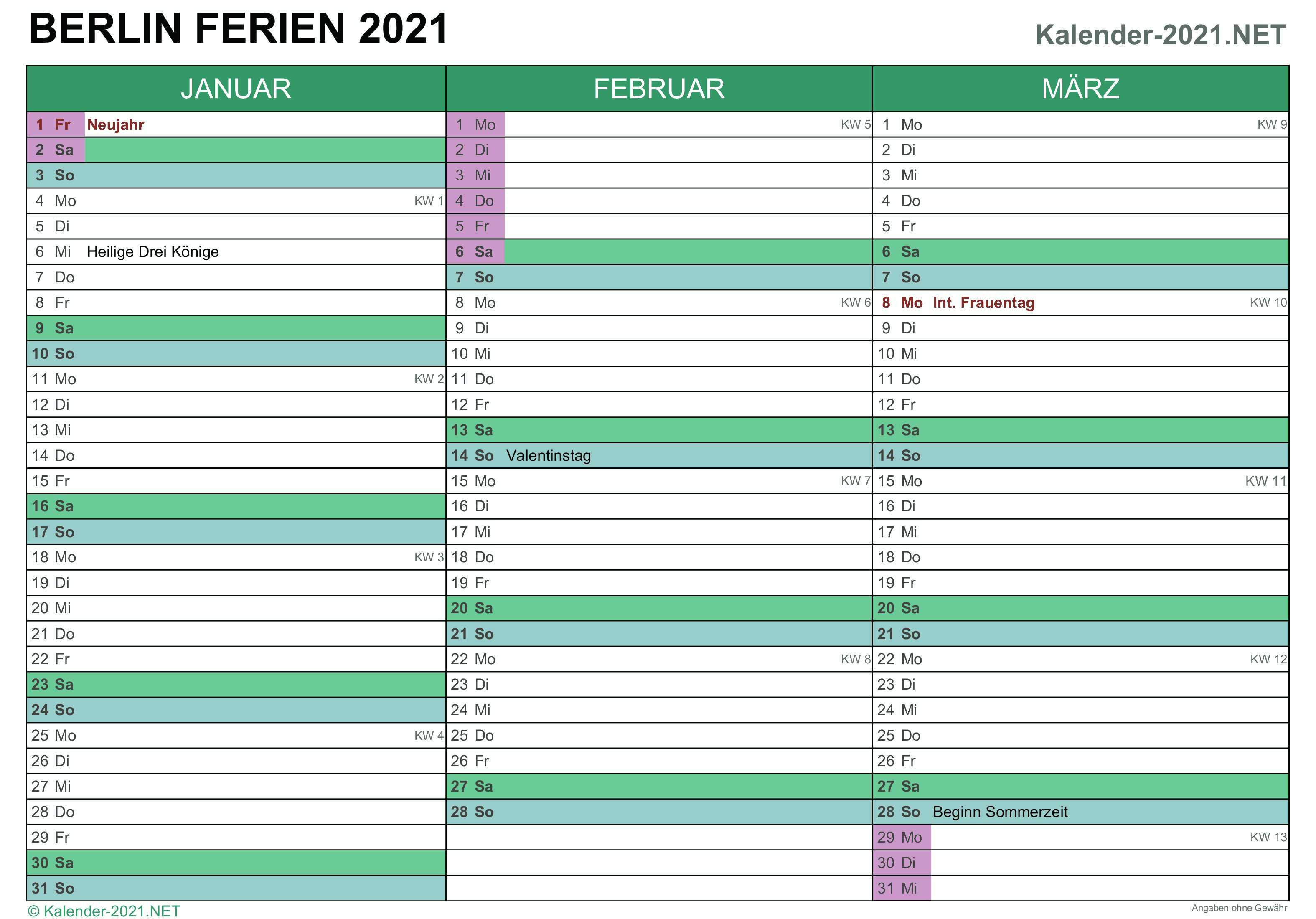 FERIEN Berlin 2021 - Ferienkalender & Übersicht