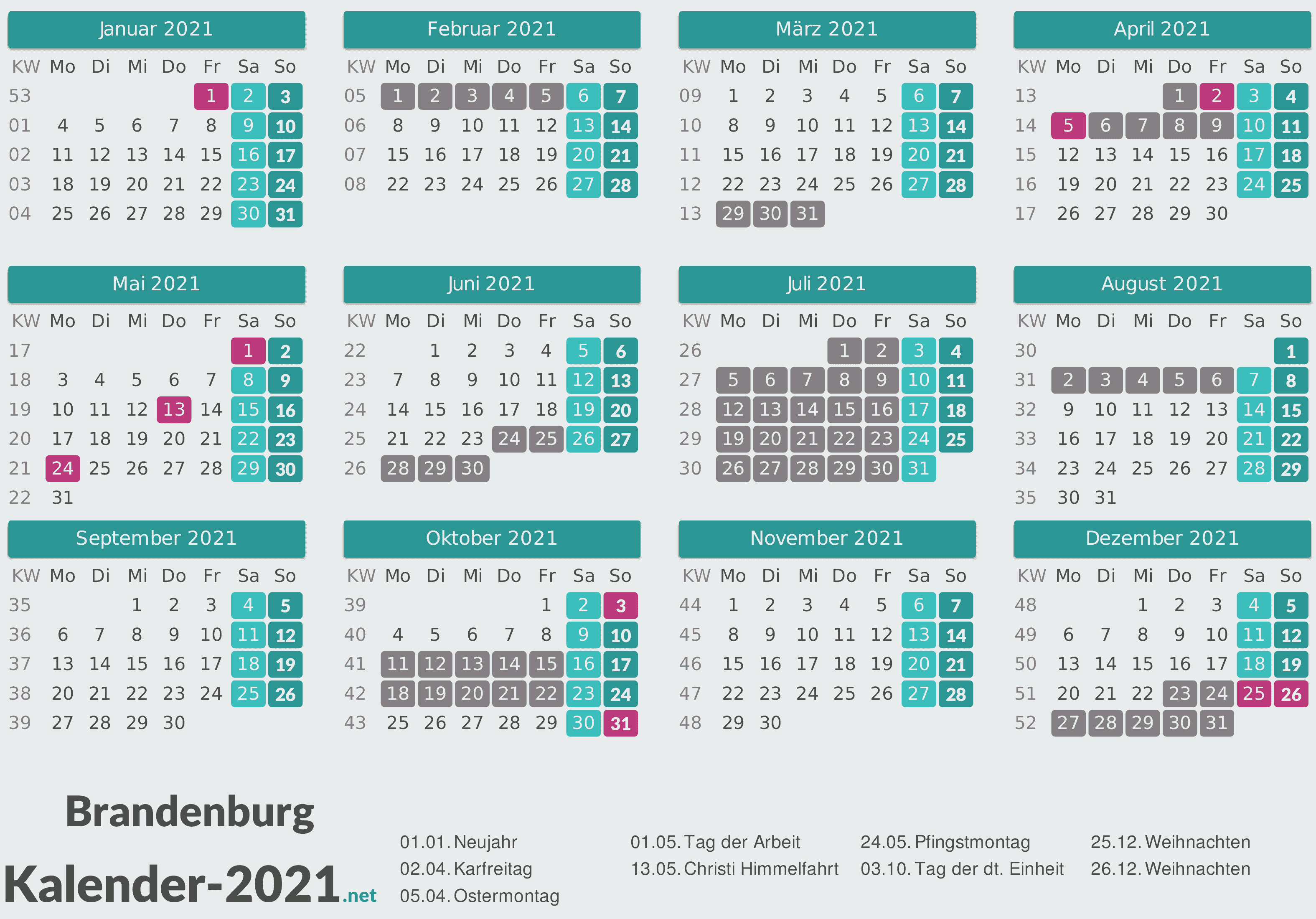 Kalender 2021 Ferien Nrw