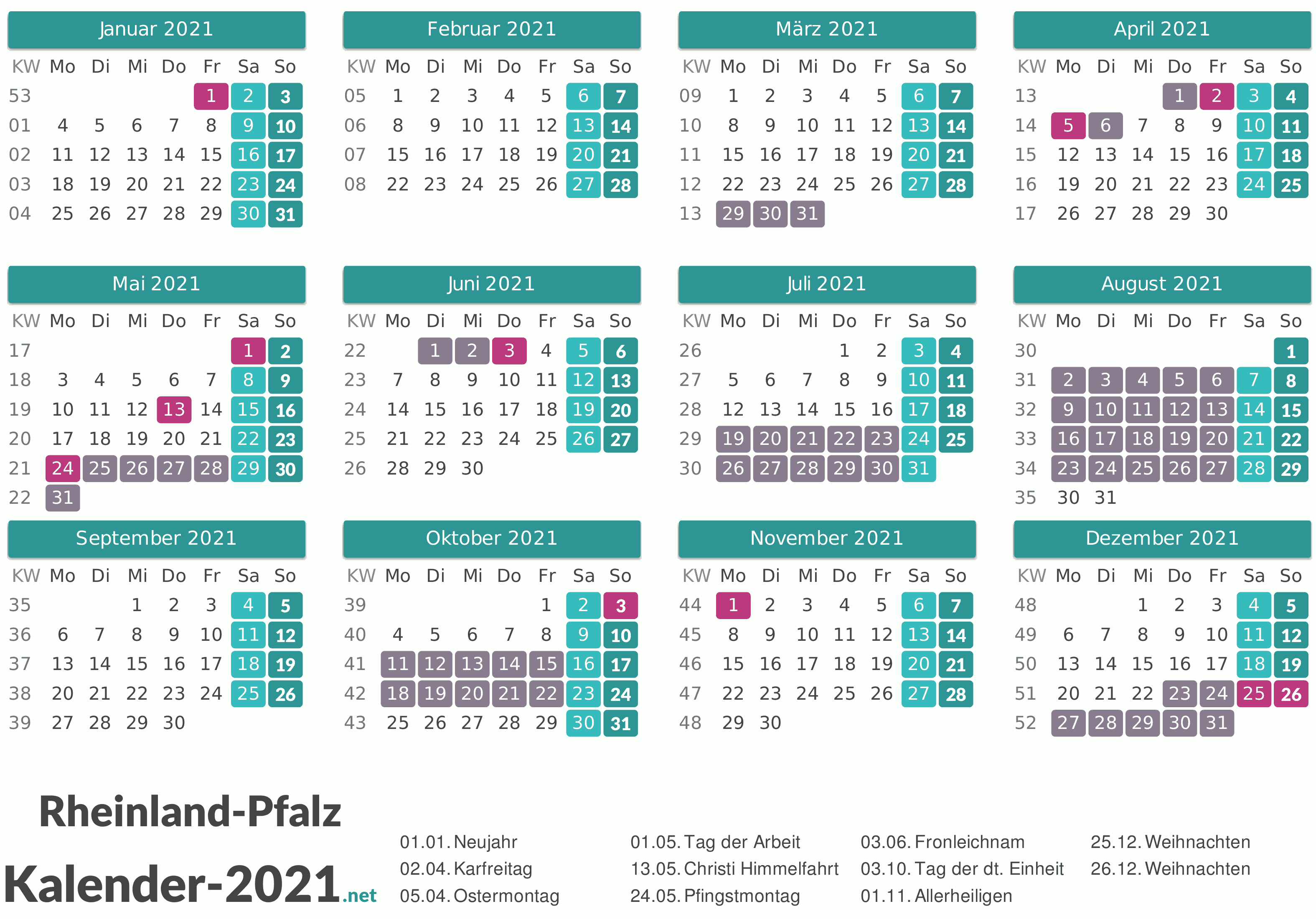 FERIEN Rheinland Pfalz 2021 Ferienkalender amp 220 bersicht
