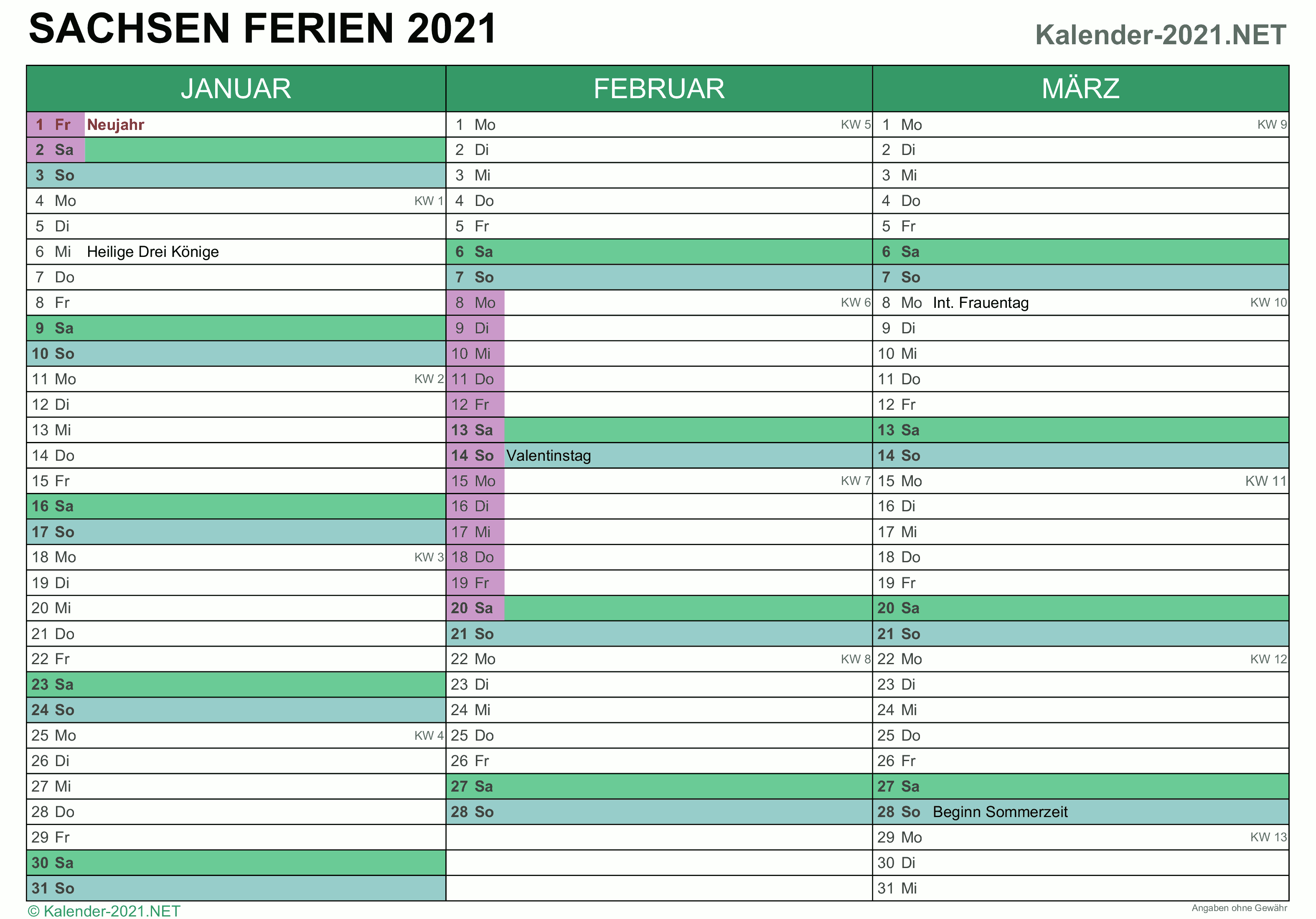 FERIEN Sachsen 2021 - Ferienkalender & Übersicht